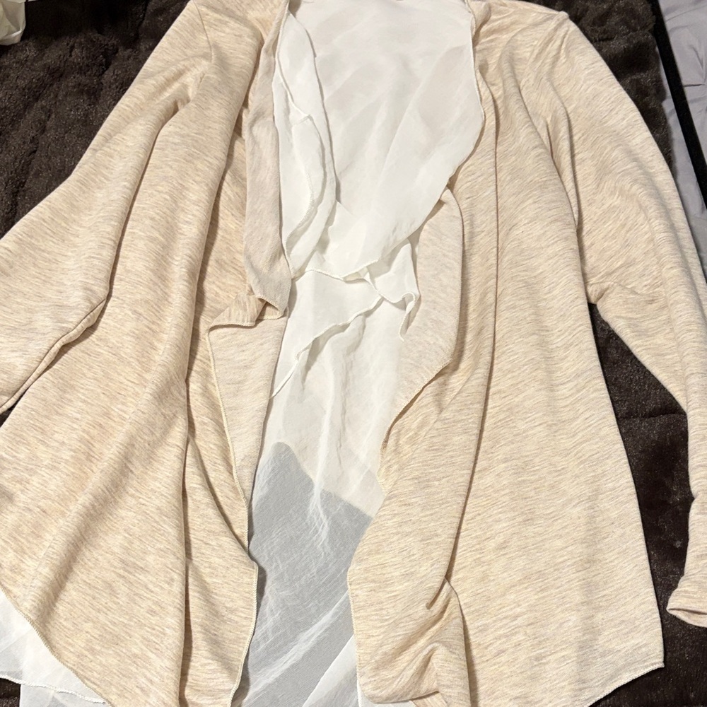 Pebble and Stone Cream Open-Front Cardigan